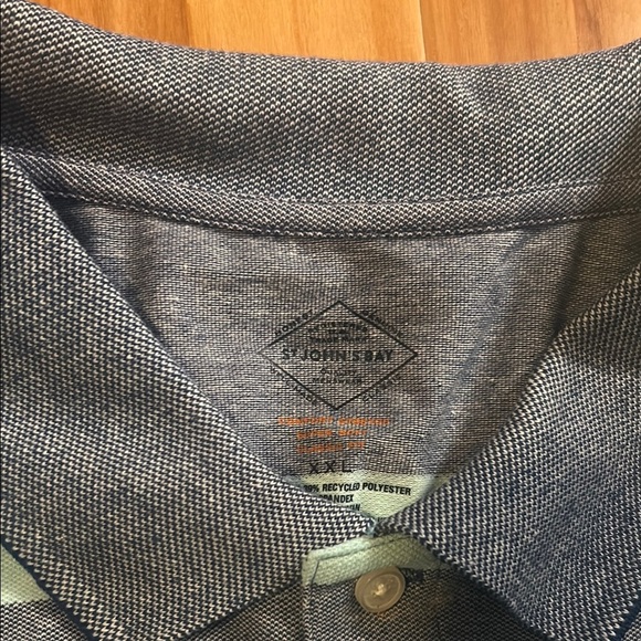 St. John's Bay Blue and Gray Polo Shirt with Classic Stripes - Picture 3 of 6